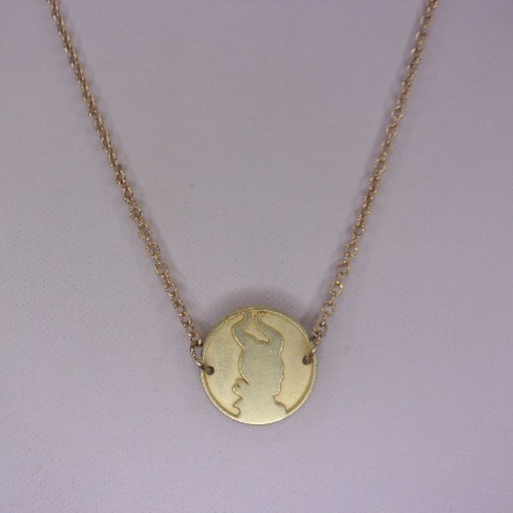 Disney Maleficent Gold Coin Necklace 18" L - Picture 1 of 9